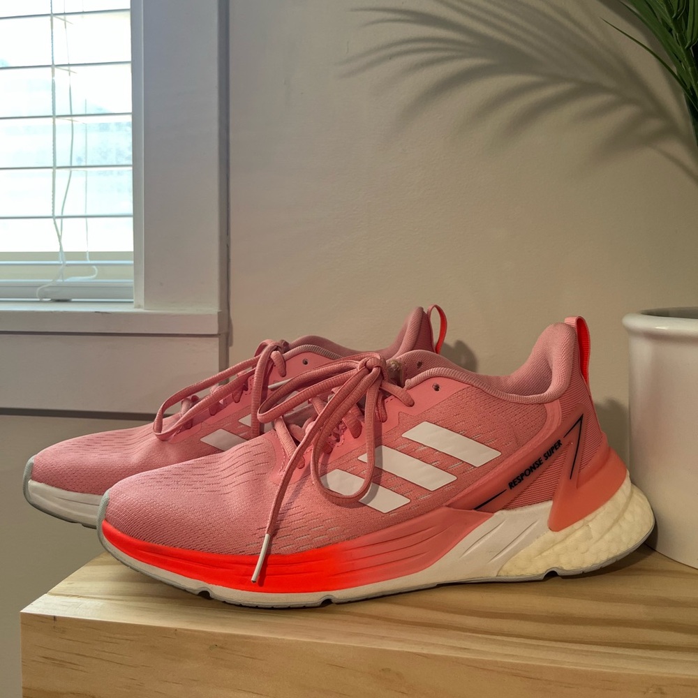 Adidas Pink and White Athletic Shoes with Sleek Design